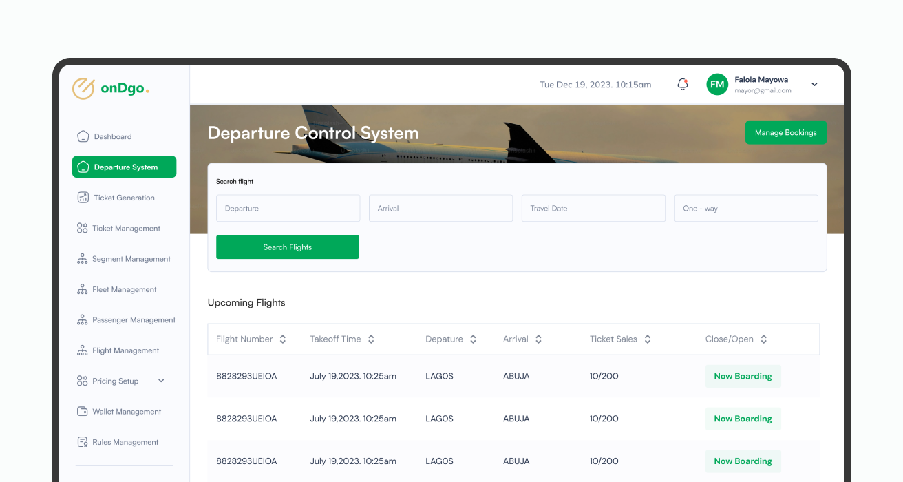 ondgo travel agency departure control system web app image