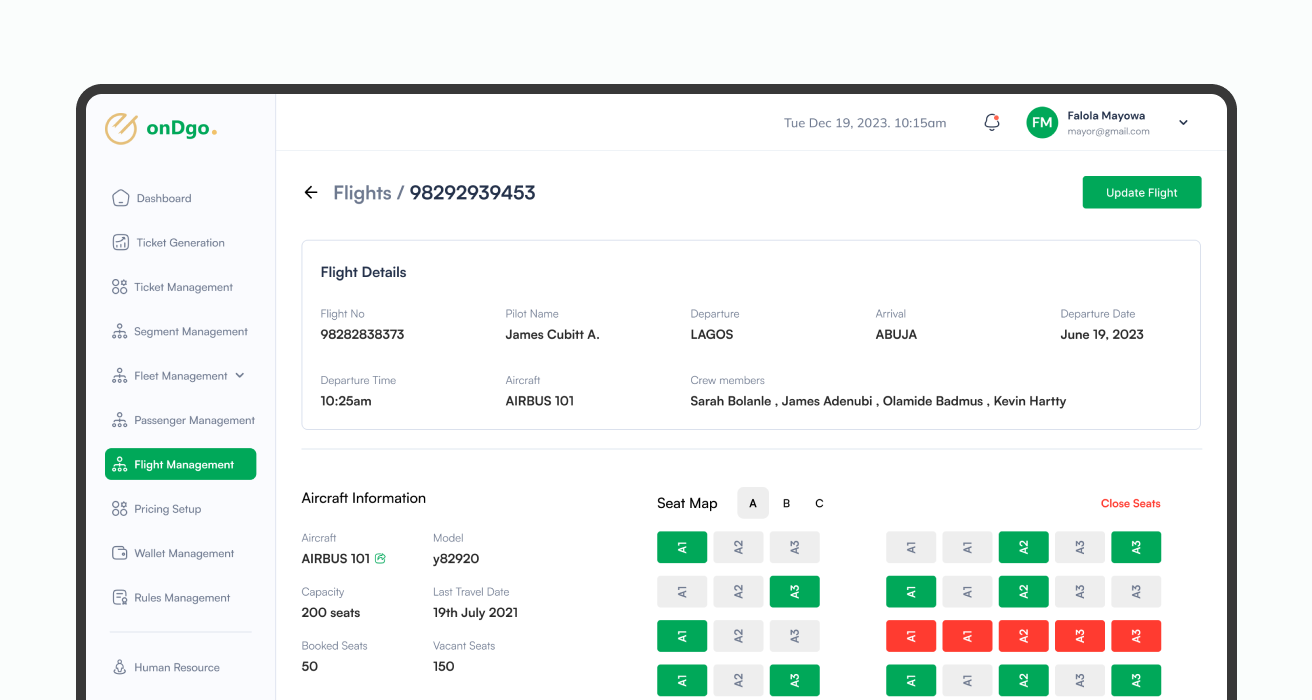 ondgo travel agency flights web app image